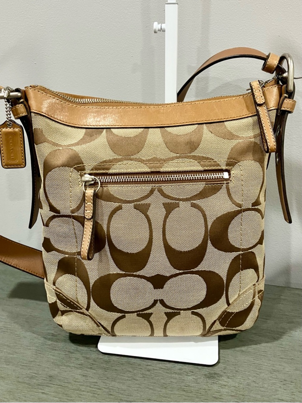 COACH Signature Canvas Crossbody Bag in Tan